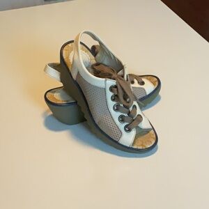 Fly London Sandals sling backs, with adjustable tie up laces. Sz 39 Very comfy